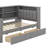 Wood L-Shaped Daybed With Storage Shelves And Drawers,Charging Station And LED,Desk And Upholstered Headboard,For Bedroom Living Room-1092828624-1092828631