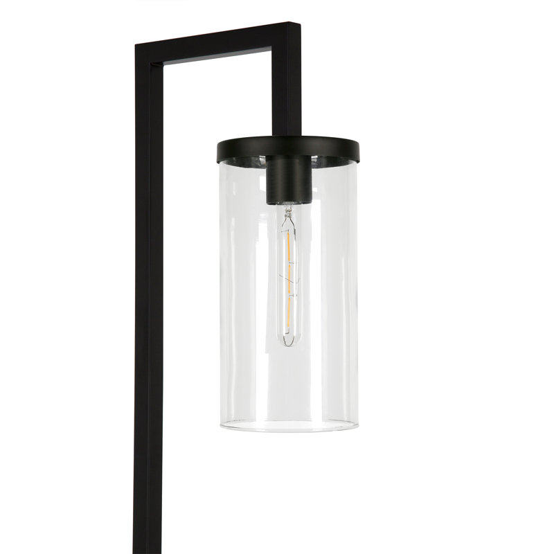 Malva 67.75" Tall Floor Lamp with Glass Shade in Blackened Bronze/Clear, Blackened Bronze, Clear Glass