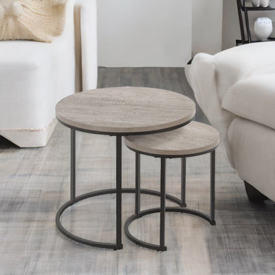 Aniyiah 2PC Round Nesting Tables Grey