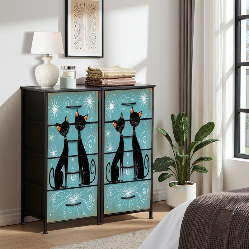 Commode pour commode de chambre à coucher pour commode Mid Century Atomictarburst Black Cat