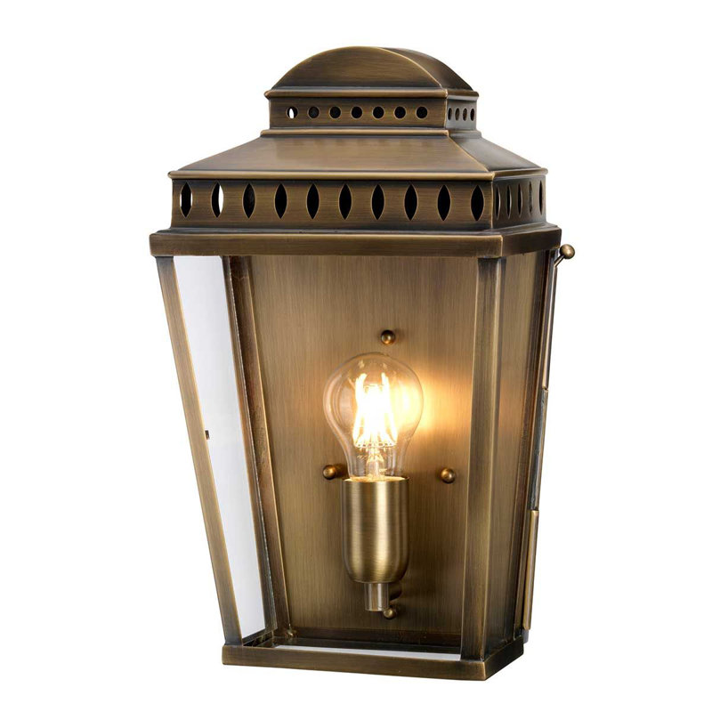 Ville Verdigris 37.5cm H Outdoor Wall Lantern, Solid Brass