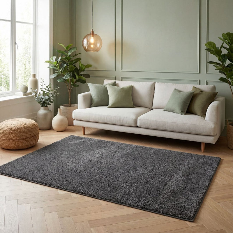 Myshaggy Collection Rugs Solid Design in Dark Grey, Rectangle 140 x 200 cm