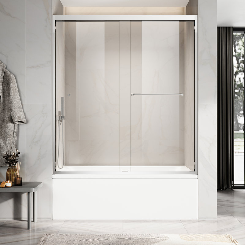 60'' - W x 60'' H Double Sliding Door Framed Tub Door with Enduro Shield, Chrome