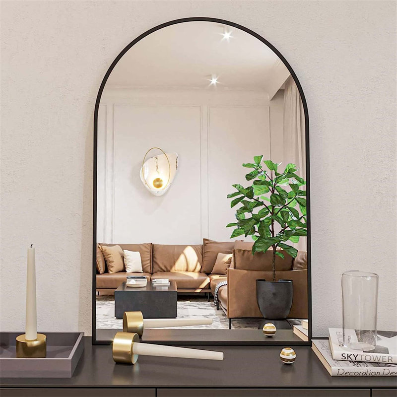 Grand miroir de salle de bain en métal de 24 po x 36 po avec film incassable et crochets renforcés pour une installation facile
