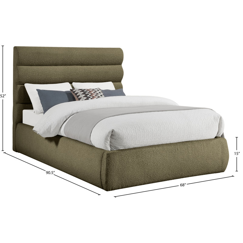 Lit en tissu Adam Boucle, Grand, Tissu bouclé olive