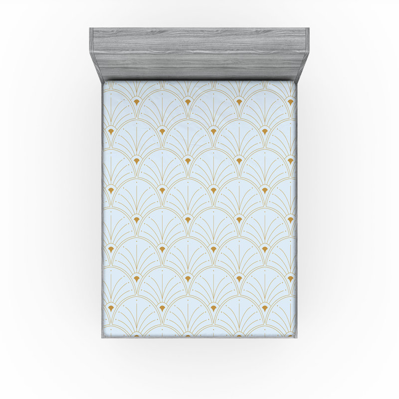  Drap-housse géométrique, Drap-housse de taille très grand, Pale Blue Sand Brown