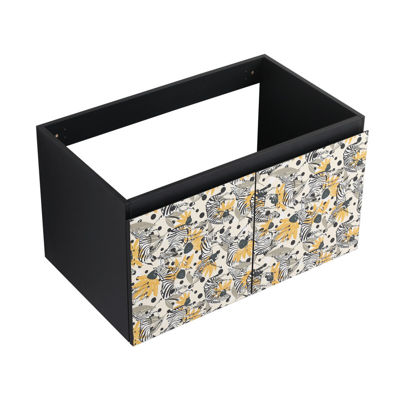 Panneau de porte d'armoire de salle de bain jaune noir - porte de remplacement de meuble-lavabo de 30 pouces avec poignée cachée, fabrication en contreplaqué pour armoires de rangement de salle de bain (panneau de porte seulement)