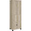 Distressed Pine 3 - Shelf Media Tower, Engineered Wood, Four Storage Compartments, For Limited Space Living Wood Tower With Finish, Vertical Design, Home Accessories And Display