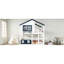 Lit superposé double blanc et bleu, style maison, clôture, pour rangement de bibliothèque, jeux de rôle appropriés