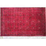 Afghan Wool Oriental Area Rug in Red/Navy Blue