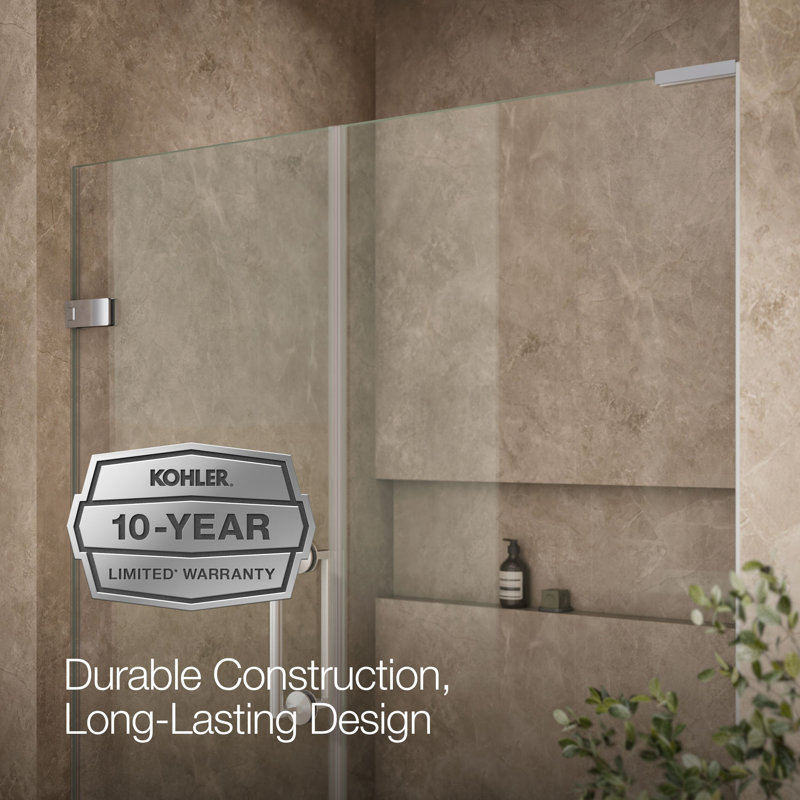 Components 57-1/4-In58-In W X 71-1/2-In H Frameless Pivot Shower Door With 3/8-In Crystal Clear Glass And Back-To-Back Vertical Door Pulls