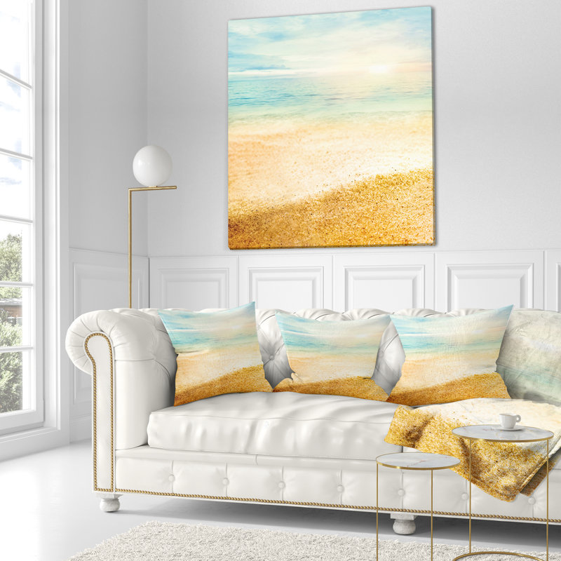 Coussin imprimé Summer Beach View avec sable doré fin - Sea & Shore, 16 po x 1 po, Coussin décoratif