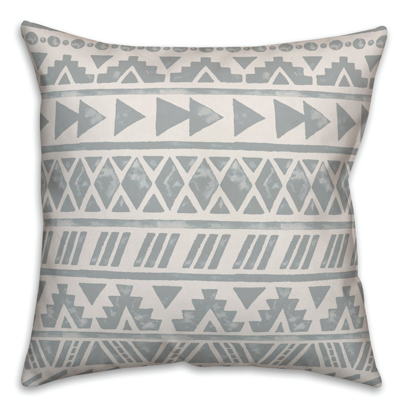  Coussin décoratif à motif tribal Watercolor, 20 po x 20 po, Gris