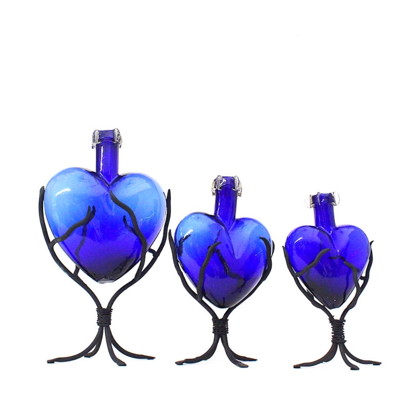 Anjalie Handmade Glass Decorative Bottle, Cobalt, 16" H x 10" W x 6" D