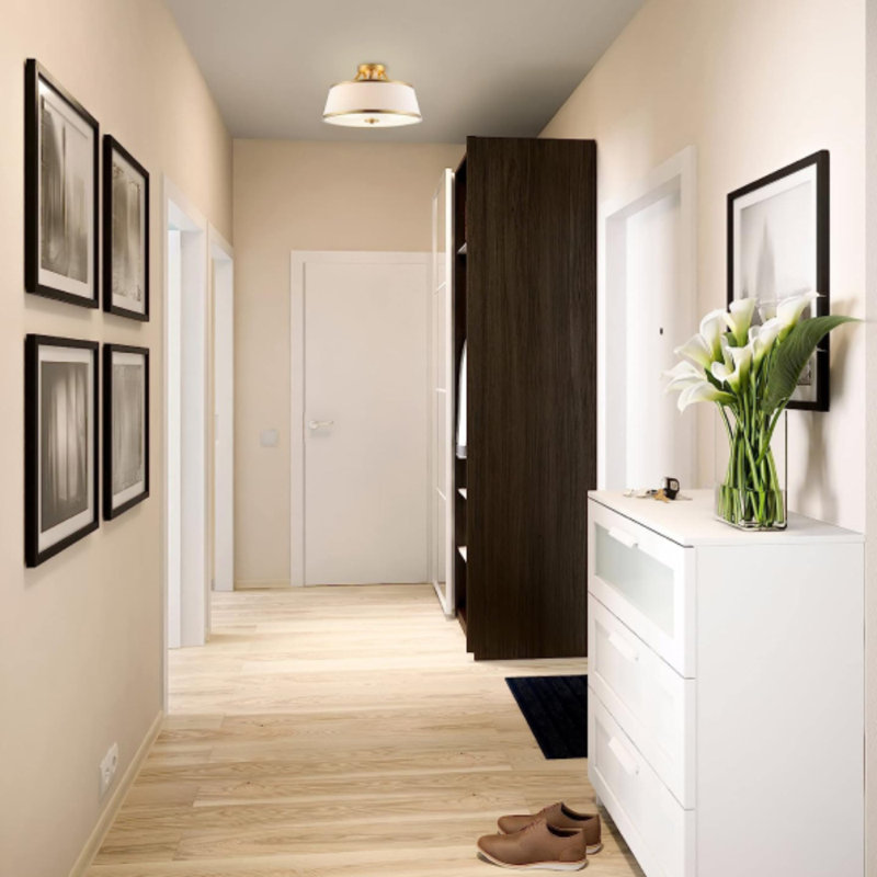 Celiyah Fabric Semi Flush Mount, Warm Brass
