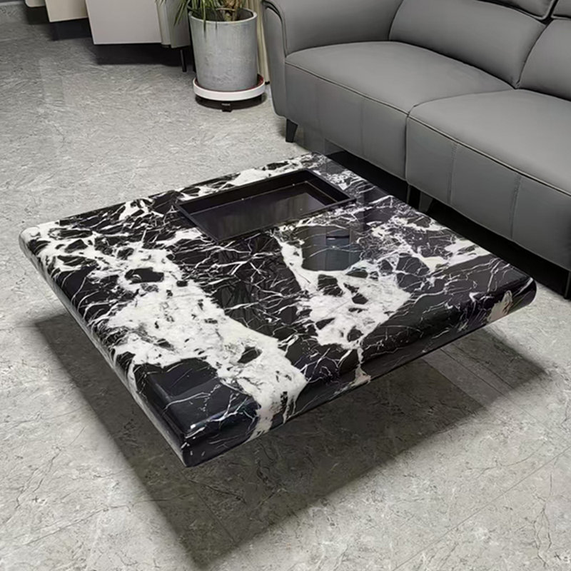Table basse bulgari en marbre, H 12,59 po x L 47,24 po x l 47,24 po