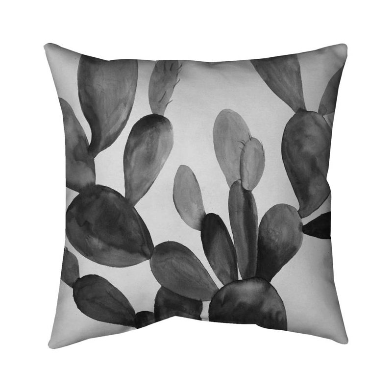 Grayscale cactus - 16"x16" Throw pillow - Poly twill - Print on demand, 16"x16", Polyester/Polyfill