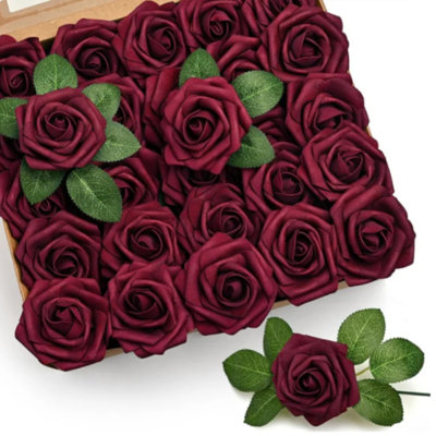 25 pièces de fleurs artificielles en mousse Real Touch avec tige - Décorations pour Noël, bouquets de mariage et centres de table, décorations de Noël idéales, décoration intérieure et décoration de chambre