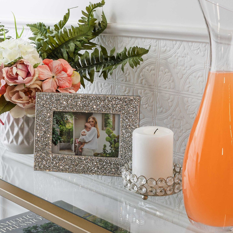  Sparkles Home | Luminous Rhinestone Picture Frame | Single Photo | Glittering Home Decor, Gray, 8" W x 10" H