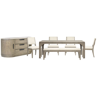 Table de salle à manger extensible rectangulaire avec banc et 4 chaises d'appoint