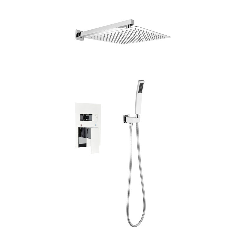 Salle de bain douche de luxe - Pluie murale en laiton blanc avec robinet à fonctionnalité propre
