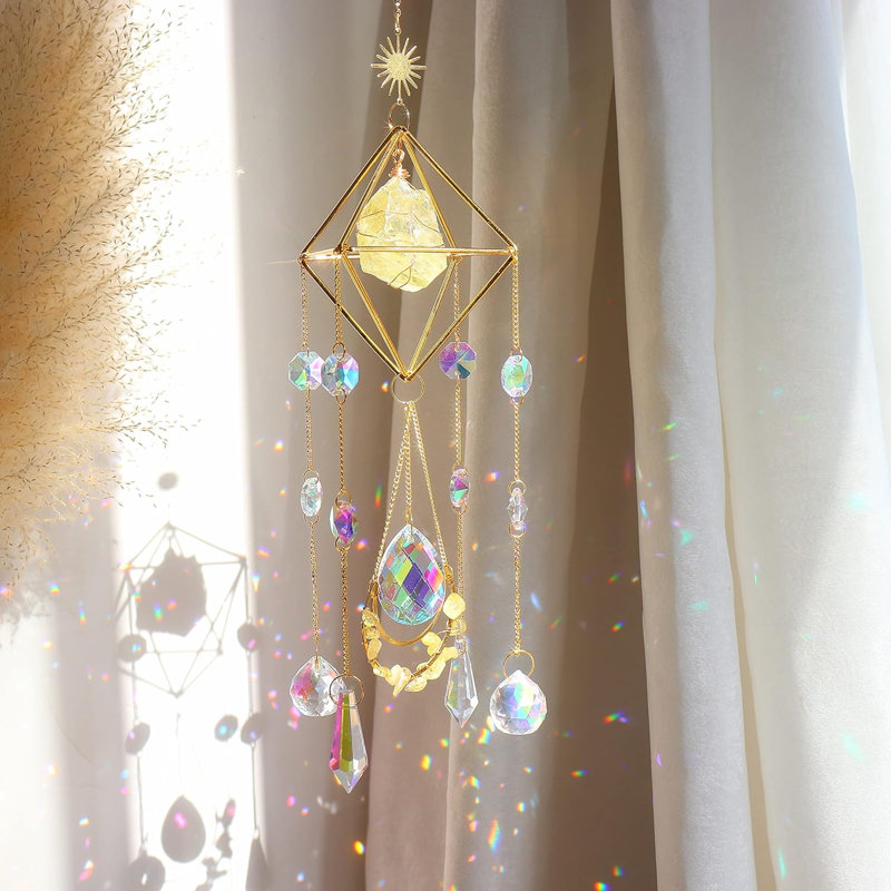 Citrine Crystal Colorful Prism Suncatcher