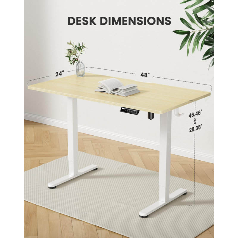 Commercial Use Height Adjustable Rectangular Standing Desk, Beige/White, 118cm H x 120cm W x 60cm D