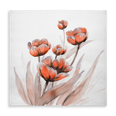 White Botanical Tablecloth - Watercolor Wild Flowers Decor