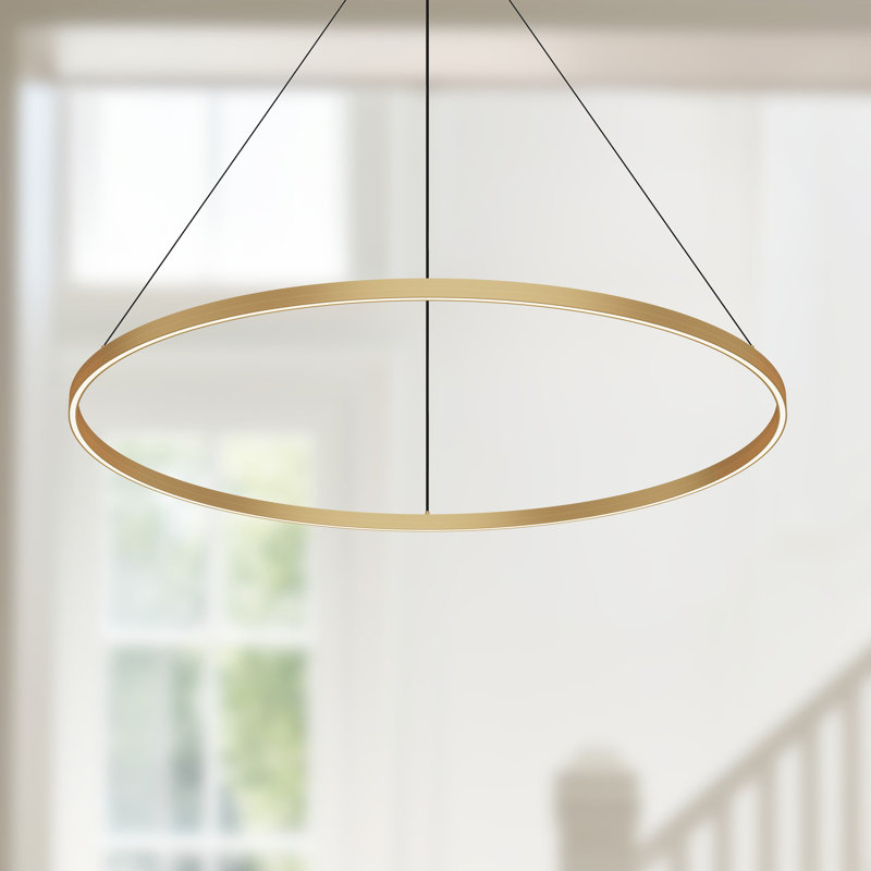 Cerchio 1 - Light LED Pendant, 1.38" H x 47.25" W x 47.25" D, Brushed Gold