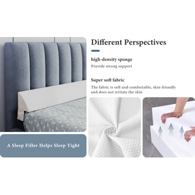 Sit-up Back Comfort Foam Bed Wedge Pillow/Headboard Pillow/Mattress Wedge, Gap Filler to Close The Gap Compression