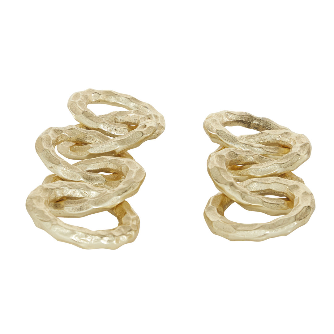 Cosmoliving By Cosmopolitan 2-Piece Gold Aluminum Sculpture CosmoLiving by Cosmopolitan