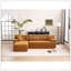 Canapé modulaire convertible en méridienne convertible, canapé modulaire en éponge à compression complète pour le salon en appartement, 3 places orange avec chenille grain de bois, 2 coussins inclus, L 86 po-118043822