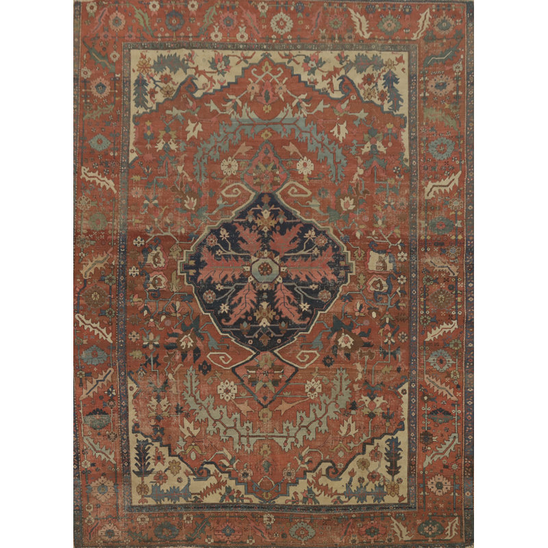 Tapis traditionnel à teinture végétale pré-1900 11 x 14