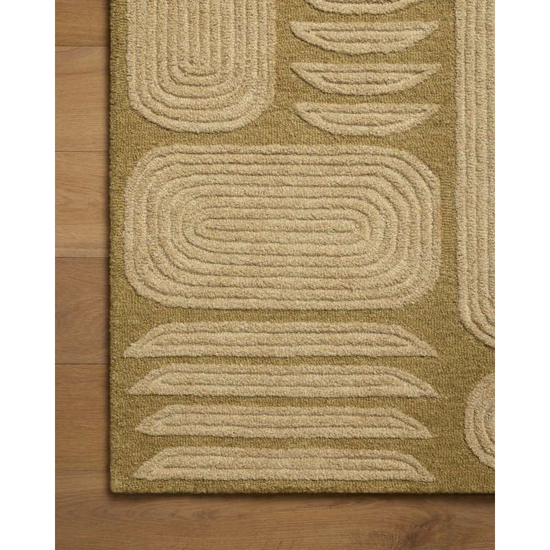 Brigette Romanek Madi Light Olive / Oatmeal Area Rug, Rectangle 2'3" x 3'9"