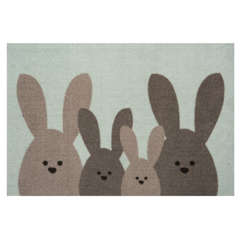 Bunny Family Doormat, Green/Brown
