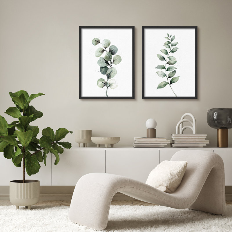 Feuilles de plantes, œuvre d'art moderne, impressions encadrées, affiches, petit art mural de salle de bain