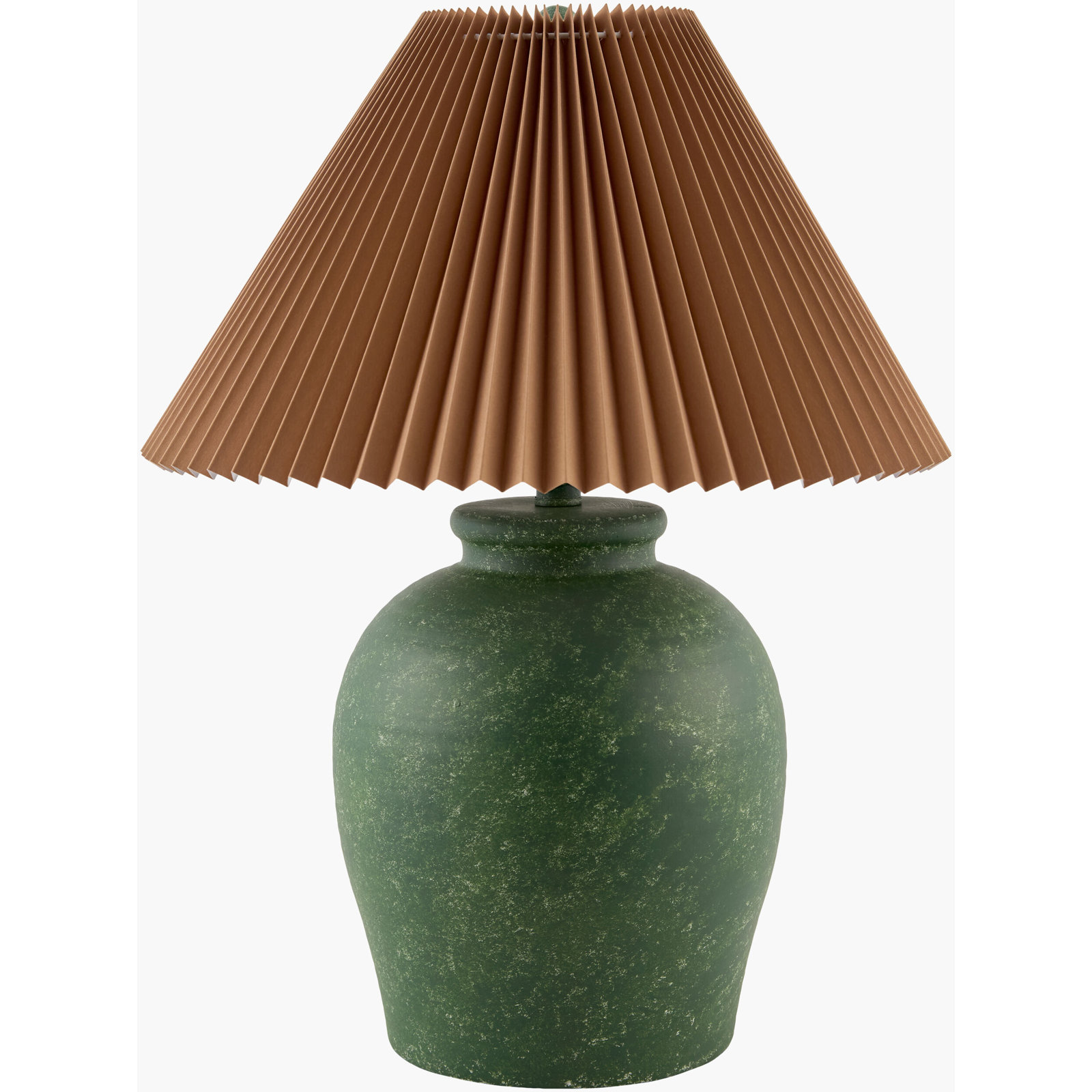 Chemise 22" Ceramic Table Lamp, Brown Pleated, Green