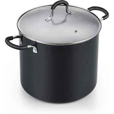 Cook N Home Professional Hard Anodized Nonstick Stockpot with Lid, Black