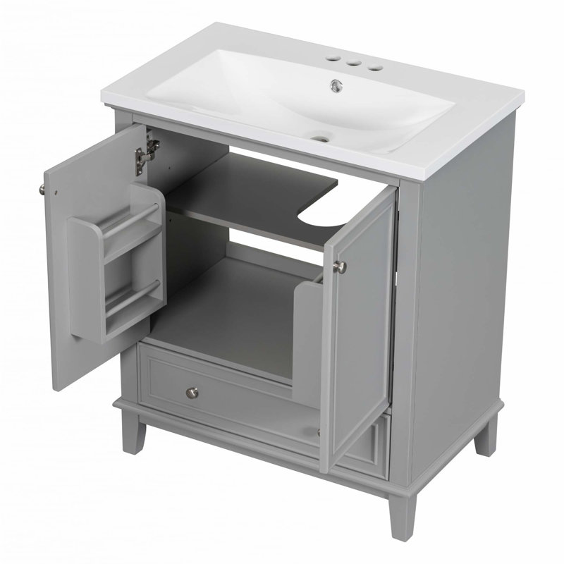 Meuble-lavabo 30 po avec lavabo, Gris