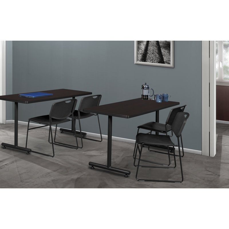 Table de formation en T Nick Nick, 2 chaises empilables Zeng, Noir, Gris, H 29 po x L 60 po x l 24 po