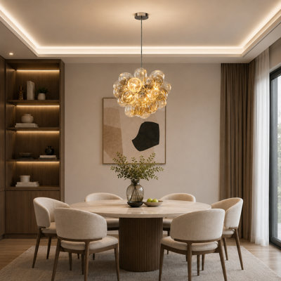 6-Light 20'' Modern Sputnik Bubble Glass Chandelier