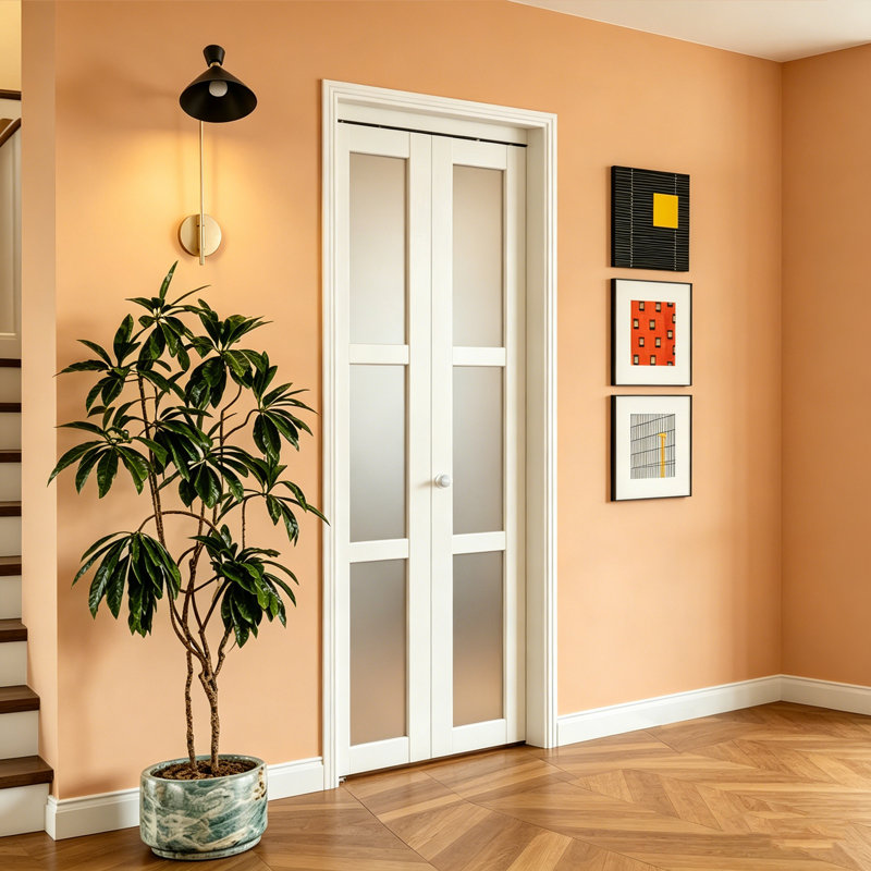 Porte pliante en bois manufacturé 3-Lite avec ensemble de quincaillerie d'installation, 30 po x 80 po