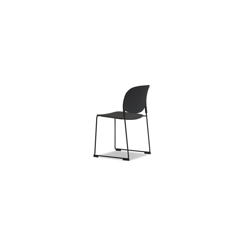 Calvin Steel Outdoor Stacking Dining Side Chair with Cushion, Black