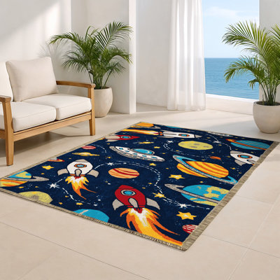 Tapis intérieur et extérieur bleu Transport