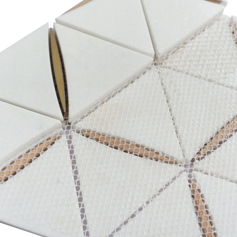 Natural Bianco 11.82 in. x 10.44 in. Hexagon Polished Marble Mosaic Tile, White/Gold