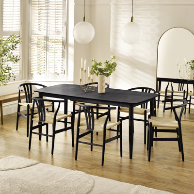 Eriksson Rectangular Solid Wood Extending Table & Carlton Wishbone Dining Chairs - Scandi Inspired