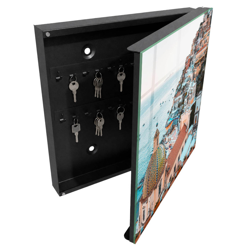 Key storage cabinet, Opens to the right, 30x30x5, White, An atmospheric town by the blue sea, 