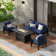 4 Piece Sofa Seating Group with Cushions and Fire Pit Table