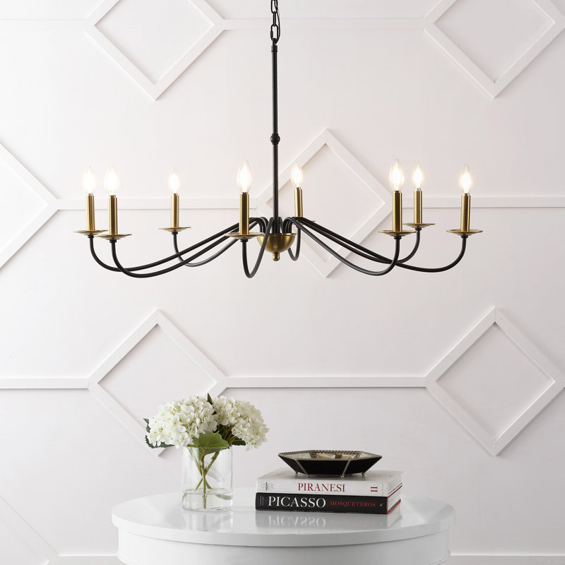 Wicklow Bohemian Farmhouse Iron LED Chandelier, Matte Black/Brass Gold, 22.5" H x 40" W x 40" D