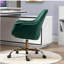 Chaise de bureau pivotante en velours vert à 360 °, dossier haut, chaise de bureau réglable à base dorée